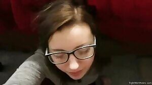 Amateurs cumming on glasses