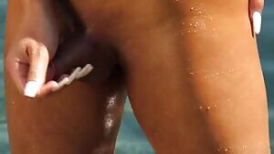 Khloe Kay stroking in the sun