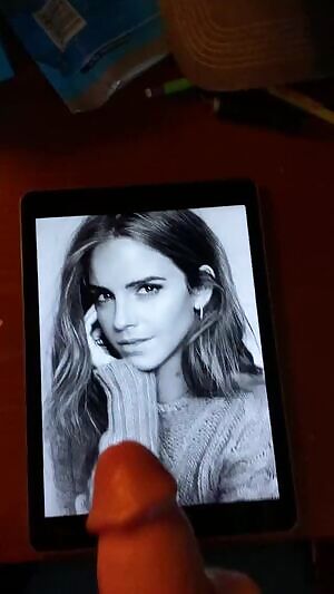 my bud jerkin his huge cock 2 Emma Watson - hot cum tribute - If u want 2 b fed celebs and porn and show off jerkin over them on a second screen - public or private sessions - add hertsgirls on k1k