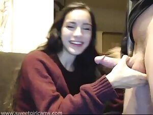 Cute Latina teen sucks dick for strangers on webcam