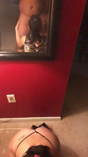 Blowing the man in the mirror  🍆💦😲😛😋