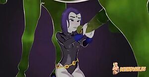 Raven taking a huge horse cumshot from Beastboy :) ..See my profile :p