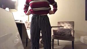 Jennette McCurdy trying on clothes shaking her ass