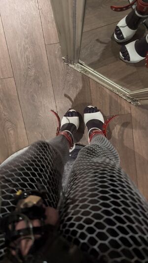 Shiny Caged Catsuit Chastity Heels