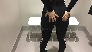 PAWG Try out Yoga Pants in Changing Room