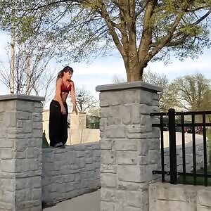 Fit parkour woman
