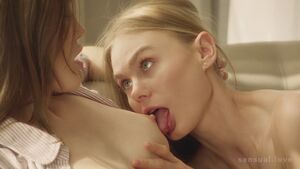 Girls Kissing Breast Sucking Close Up