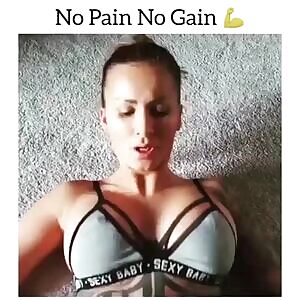 Fit girl in unusual situation.