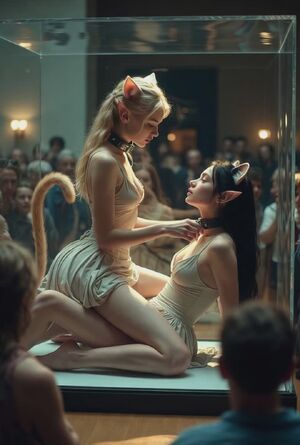 Girls Kissing Ai Generated Catgirl Cute