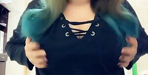 She's showing off a new bra