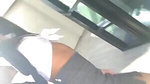 School girl showing off