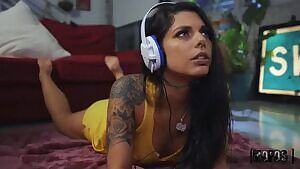 Adria fucks gina valentina with her Strap on.