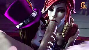 Lilith and Moxxi sharing a dick
