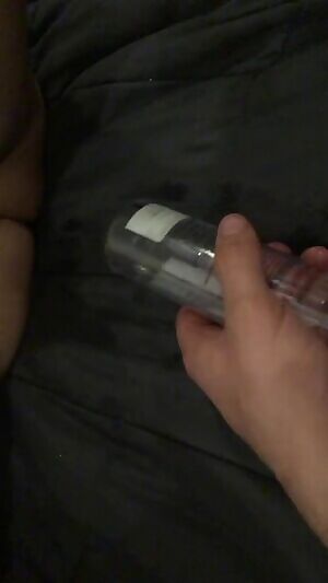 Bottle of lube in harry pussy