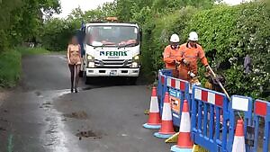 Naked Walk Near Roadside Crew