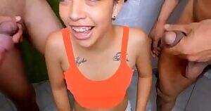 4 cocks and 1 cute latina