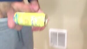 I’m back, and this time my soft cock and balls are holding a pint can.