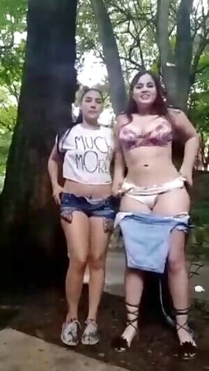 Three Cuties Flash in Public, almost got Caught