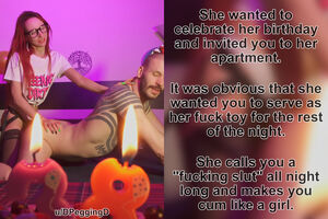 Pegging POV Birthday Caption Femdom Glasses