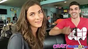 Flashing her perfect boobs and sucking dick on a dare