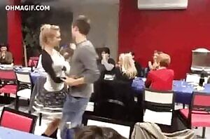 Unexpected wardrobe malfunction while dancing