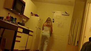 Asking the Pizza Man to take a photo of her naked