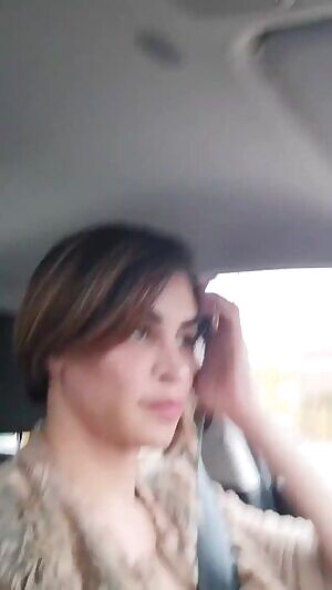 Carla Brasil drives without panties