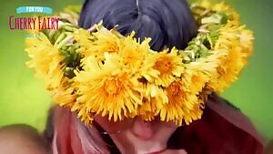 Oral creampie for cock sucking forest nymph