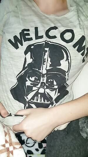 Wife flashing on the bed. OC