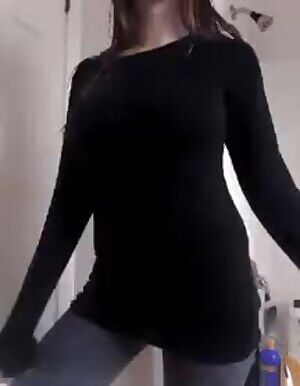 Stunning teen shows them busty tits and that pretty pussy