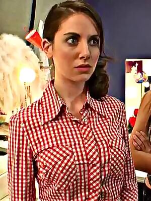 Alison Brie having her shirt ripped open to reveal her huge tits