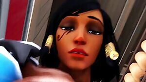 Widowmaker deepthroats Pharah