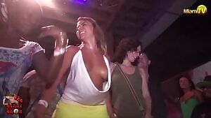 Micro mini skirt and no panties in the club