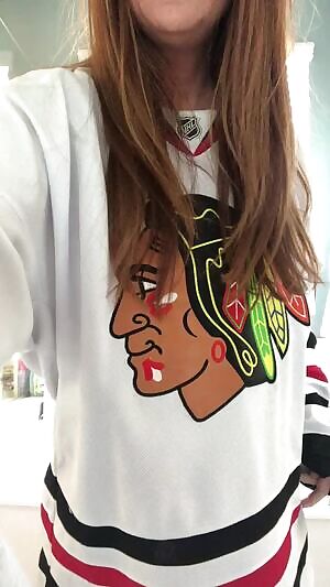 Redhead is lovin on her Chicago Blackhawks
