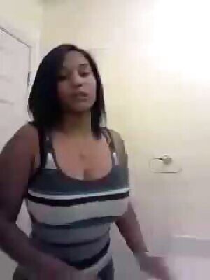 Exposing her huge rack