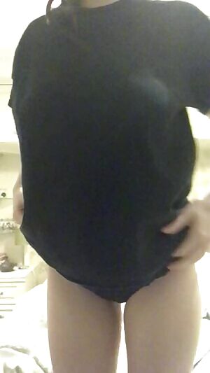 no pants, no bra and big t shirt >