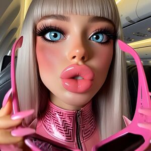 Nail fetish Bangs Bimbo Blonde Fake Lips