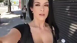 Showing her pussy in the street