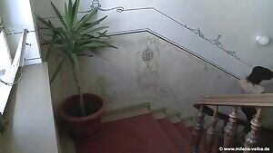 Getting lipstick on her nipple