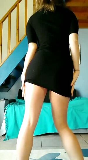 Strip dancing in a black thong