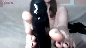 Footjob with dildo