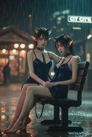 Girls Kissing Ai Generated Asian Catgirl