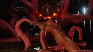 Helping her kraken friend out