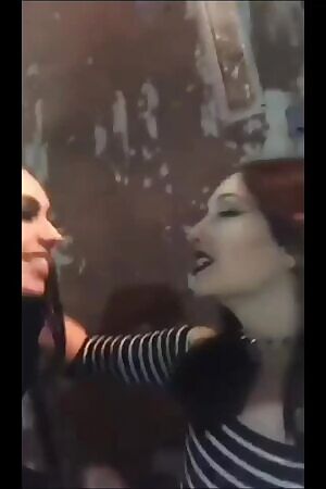 three drunk ass goth girls playing around