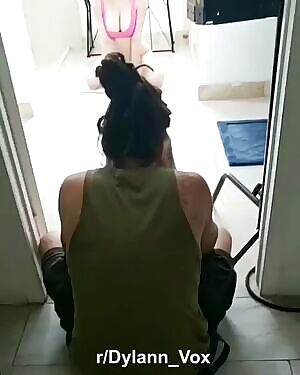 Skylar Vox fulling around for the photo shoot