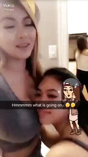 Licking her friends tits for snapchat