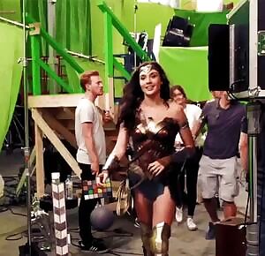 Gal Gadot leaving here trailer hookup to reshoot a scene...