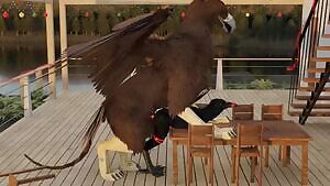 Opening his present.