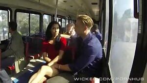 Horny teen gets fucked on the public bus