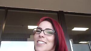 Trinity May sneaky glass dildo in a coffee shop